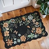 Lahome Floral Entryway Rug, 2X3 Washable Kitchen Rug Ultra-Thin, Non-Slip Soft Door Mat Indoor Entrance Boho Small Low-Pile F