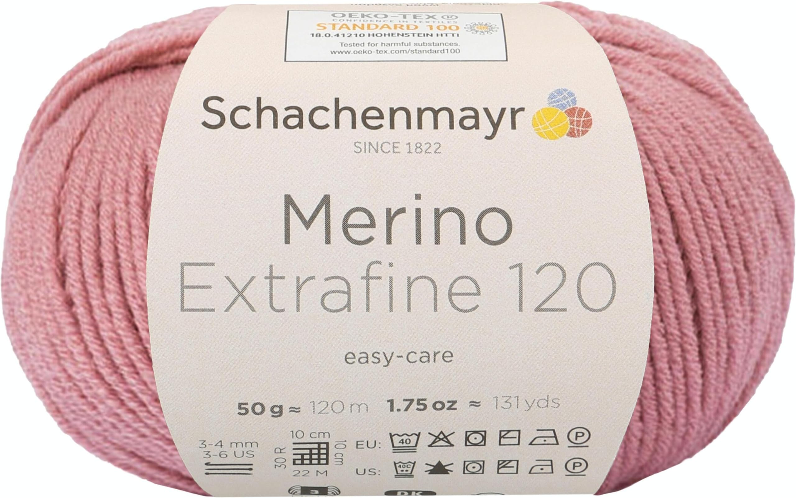 Schachenmayr 120 9807552 Extra-Fine Merino Wool Hand Knitting Yarn, wool, Rose Pink, 10 x 10 x 7 cm