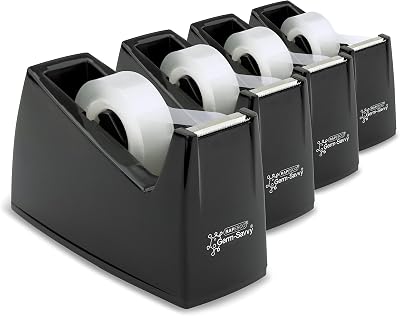 Rapesco 1741 Business Pack 4 Tape Dispensers 4 Clear Tapes Black