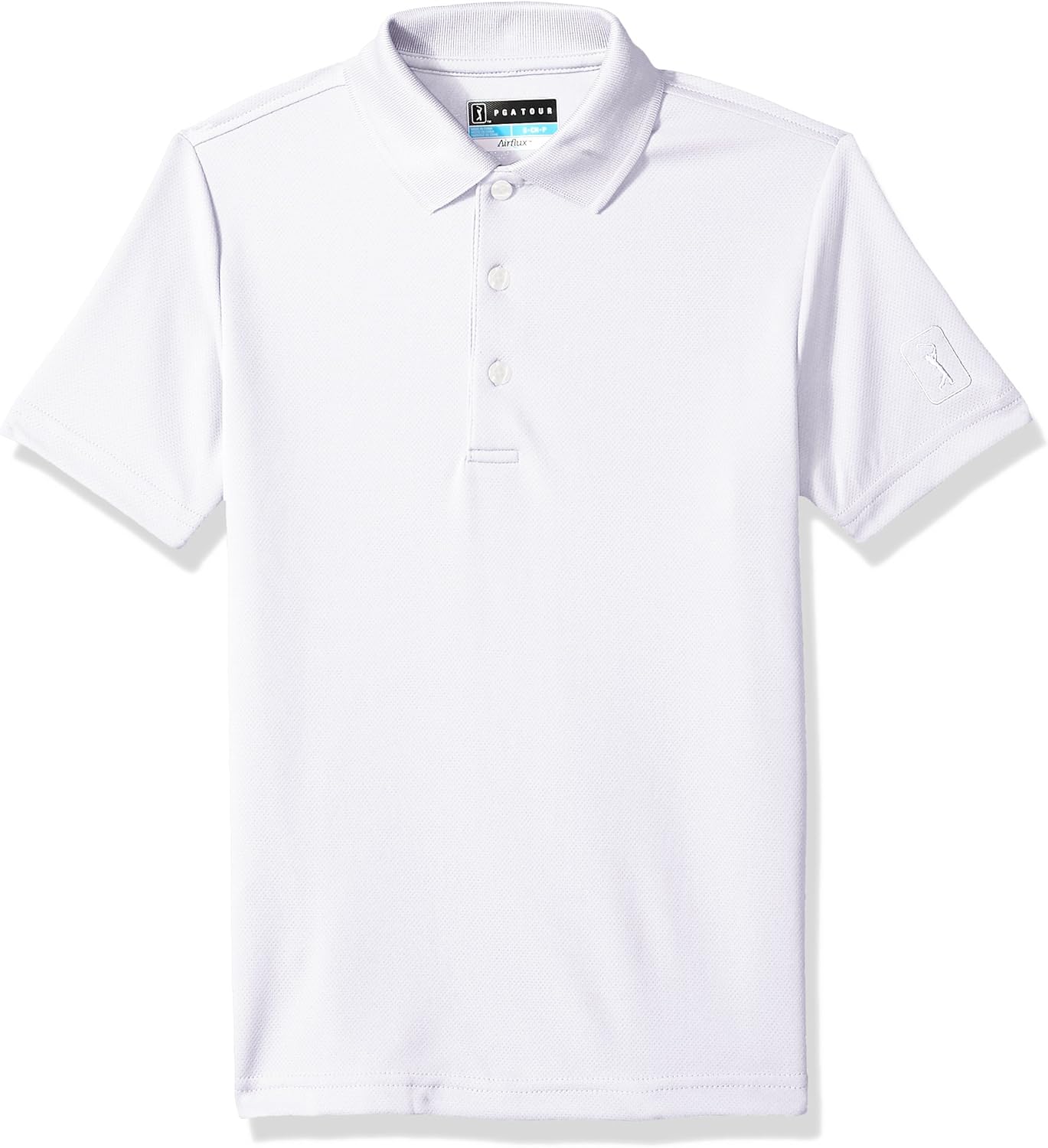 PGA TOUR Boys Short Sleeve Airflux Solid Polo Shirt: Clothing