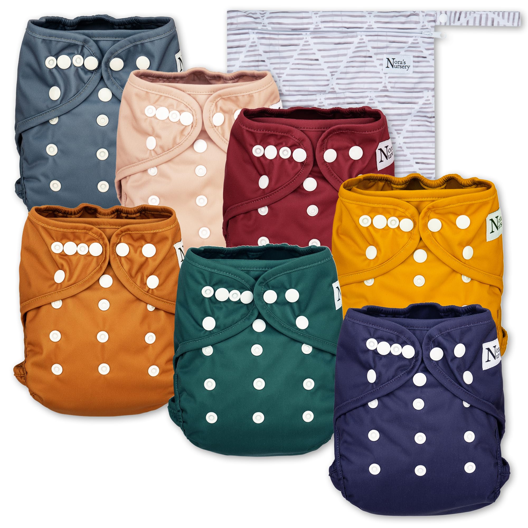 Photo 1 of Cloth Diaper Cover, Washable Reusable Cover with Snap Closure, Cloth Diaper Shell for Prefold, Wet Bag Included, Pacific Neutrals by Nora's Nursery