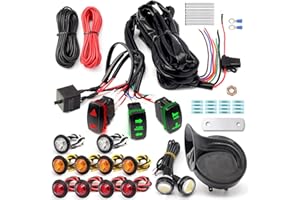 DUSLEDEL Pre-Wired ATV UTV Turn Signal Kit, Universal Dirt Bike Street Legal Kit with Horn Reverse Hazard Turn Light Rocker Switch & Flasher Relay Fuse, Side by Side Blinker Kit for Polaris Can-Am Golf Cart