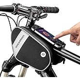 ROCKBROS Bike Front Frame Bag Top Tube Bike Phone Mount Bag Waterproof Bicycle Handlebar Cycling Accessories Pouch with 360° Rotation Phone Holder Fit Smartphone Below 6.7''