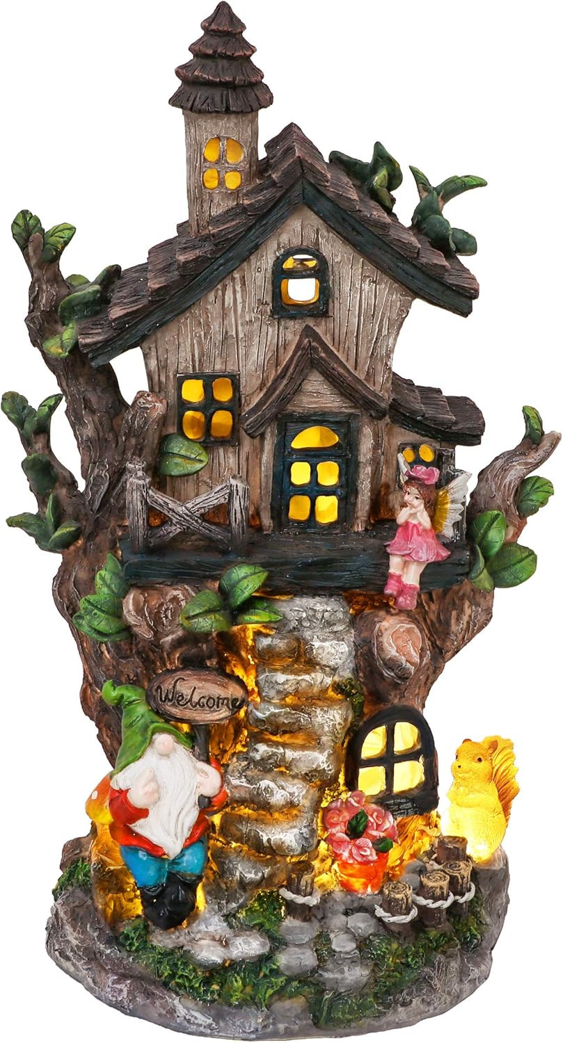 TERESA'S COLLECTIONS 12.2 Inch Fairy Garden House Statues, Cottage