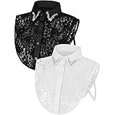 Bencailor 2 Pcs Rhinestone Fake Dickey Collar for Women False Half Shirt Blouse Detachable Collar