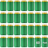 CHENGU 60 Packs Blank Can Cooler Sleeves Soda Neoprene Can Sleeve Drink Insulator Sleeve Collapsible for Parties, Events or Weddings (Dark Green)