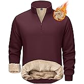 TACVASEN Men's Quarter Zip Fleece Pullover Sweatshirts Sherpa Lined Heavy weight Winter Shirts Thermal Warm Sweaters