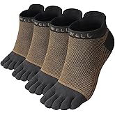 VWELL Toe Socks for Men Women Running Ankle Cotton Five Fingers Design Low Cut Athletic 4 Pairs Size 8-11