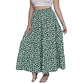 Younrui Women's Long Maxi Plus Size Skirt 2026 Trendy Flowy Elastic High Waist Casual Spring Swing A-line Floral Skirts
