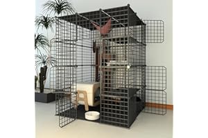 LEPTZOA Indoor Cat Cage Enclosure DIY,Cat Playpen Catio Thick Metal Wire Kennels for 1-3 Cats Kitten Cage Detachable Patio Cat Crate（Only Cage）