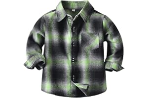 Boy's Flannel Shirts Button Down Plaid Shirt Jacket for Kids Flannel Shirt with Pockets Toddler Baby Long Sleeve Tshirts Tops