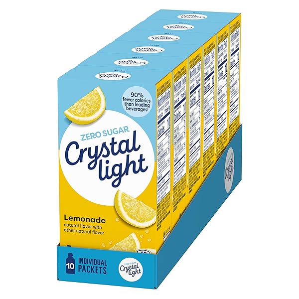 CRYSTAL LIGHT DRINK MIX, 120 PACKETS, FOR CONVENIENT ON-THE-GO FLAVORFUL HYDRATION, LEMONADE NATURAL FLAVOR WITH OTHER NATURAL FLAVOR, ZERO SUGAR, 0.14 OZ EACH