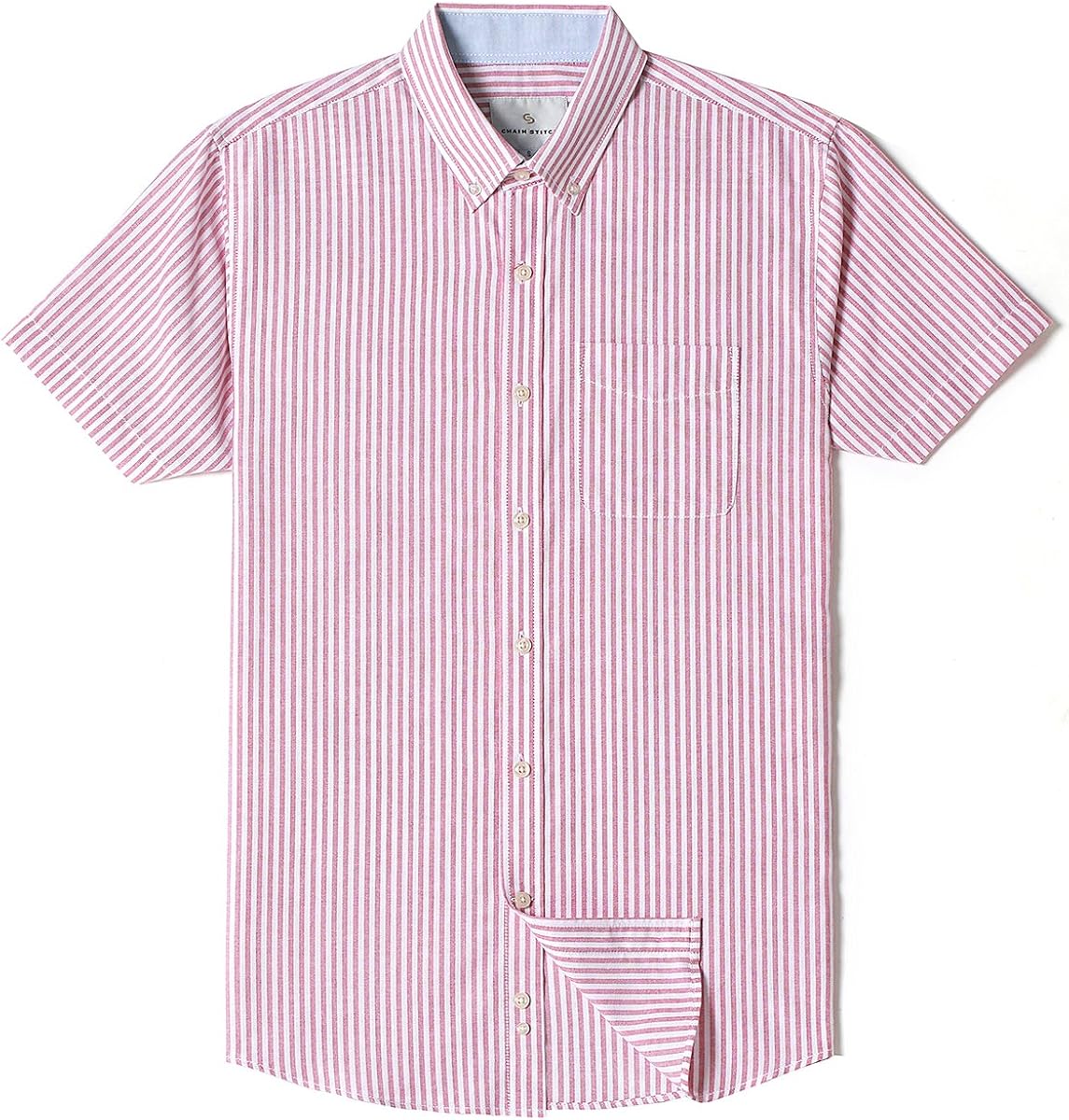 Men's Short Sleeve Plaid Checkered Button Down Casual Work Shirts: Clothing