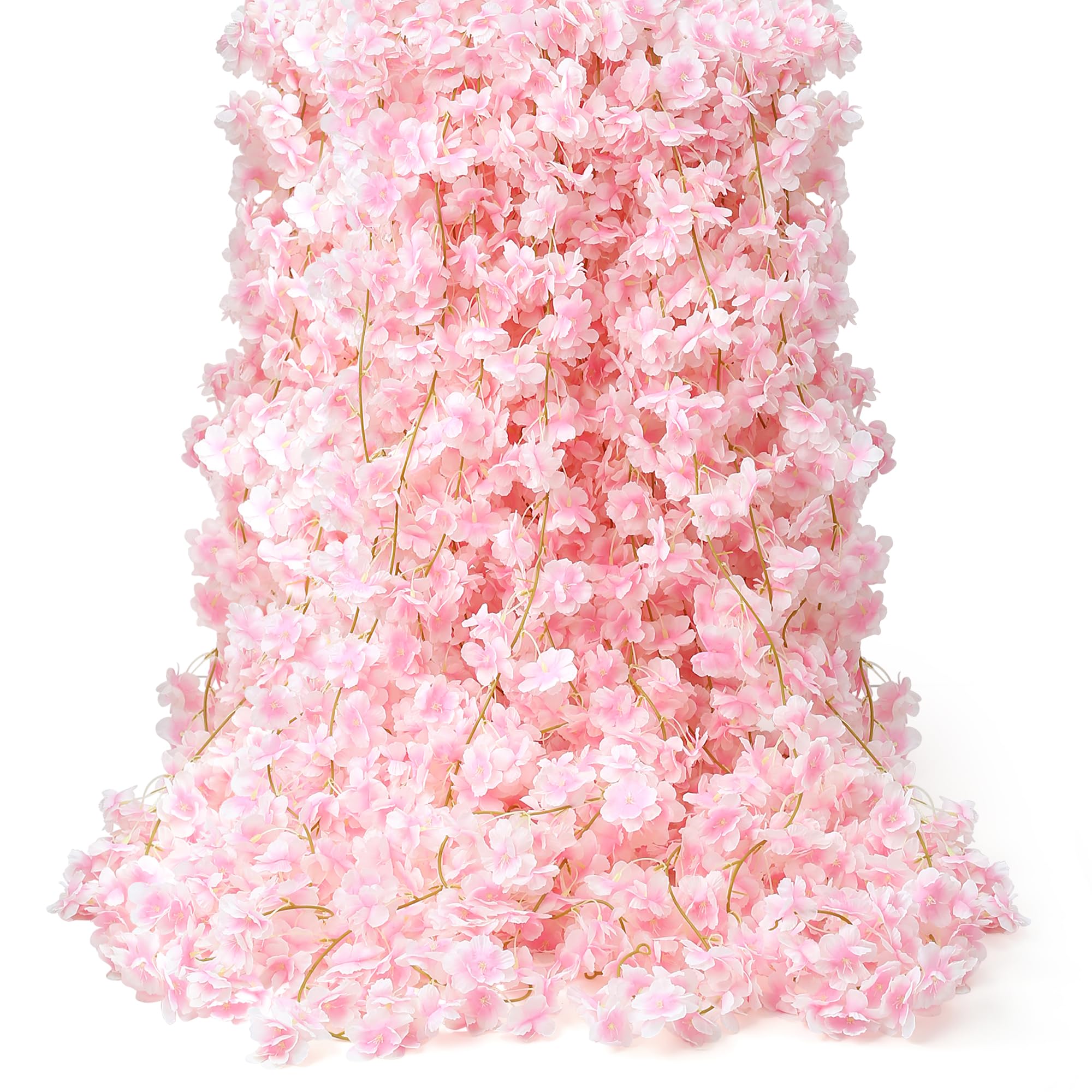 AWARDSEN 11.8FT Pink Cherry Blossom Garland 2pcs Pink Flowers Garland Silk Cherry Blossom Vines Hanging for Wedding Party Sakura Cute Spring Decor