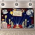 Movie Theme Party Decorations Supplies, Large Fabric Backdrop for Movie Night Birthday Party Event Awards Night Ceremony Photo Photography Booth Background, 72.8 x 43.3 Inch