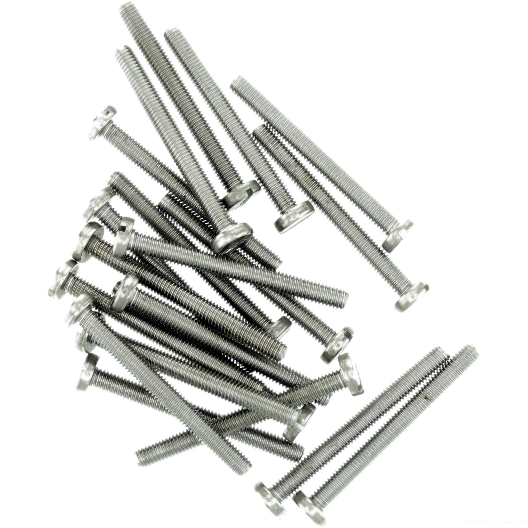 M2.5 (2.5mm x 16mm) Slot Pan Machine Screw (Bolt) - Stainless Steel (A2) (Pack of 20)