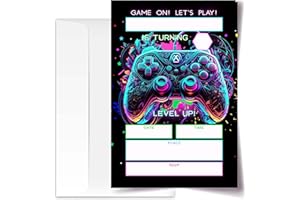 ANYEMW 4x6 Gamer Birthday Invitations, Video Game Birthday Party, Gaming Party Decorations, Birthday Party Invitations for Boys, Girls, Kids Birthday Invitations, 20 Cards with 20 Envelopes.(31)