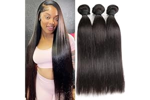 Straight Human Hair Bundles Brazilian Virgin Hair Weave 3 Bundles Silky Straight 12A Grade Unprocessed Human Hair Extensions 