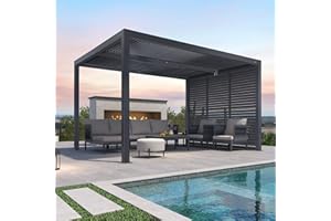 PURPLE LEAF Louvered Pergola Accessory 94AS Aluminum Louver Grille for Optimal Privacy, Sunlight Control Three Panels a Complete 11' Side Fixed Shutter Wall, Pergola Not Included