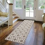 SHACOS Non Slip Hallway Runner Rug 60 x 240 cm Brown Geometric Pattern