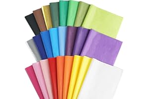 BOBOBAG 100 Sheets Assorted Multicolor Wrapping Tissue Paper Bulk Wrapping for Christmas gift wrapping,Yellow Red Blue Gold Silver Green Orange Pink Purple White Black (Rainbow 25 Colors)