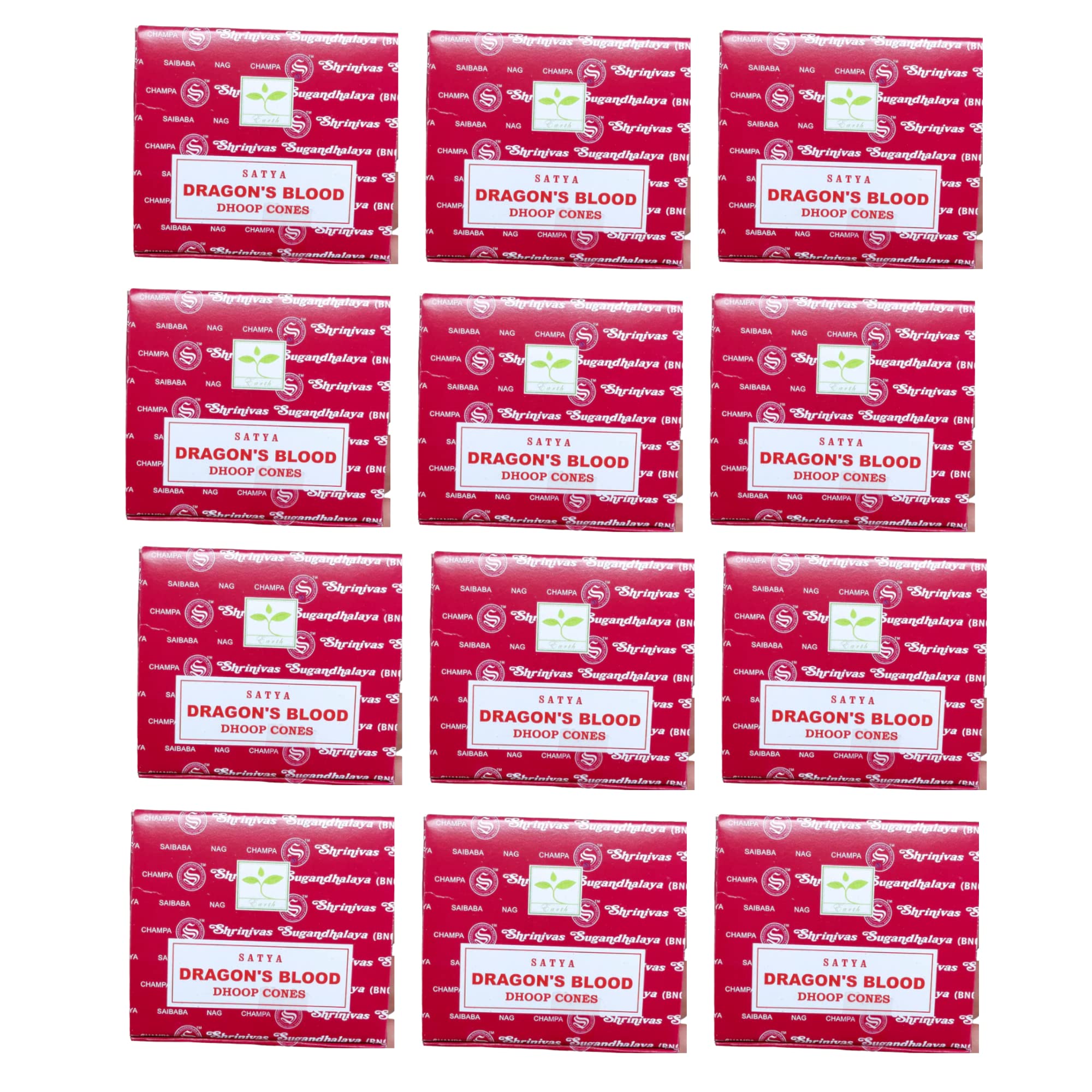 Satya Dragons Blood Incense Cone x12 pack, used for Aromatherapy, Spa, Yoga, Weddings, Reiki, Meditation, Healing by SAMASIA