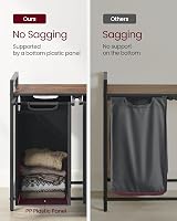 VASAGLE 2-Compartment Laundry Hamper with Shelf 92 L Slate Grey Rustic Brown view 6