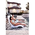 Cool Loungers in Pool Upright Lounge Chairs Set of 2 with Hourglass Side Table for Baja Sun Tanning Shelf Ledge, Suitable for Use in Water up to 9 Inches Deep, White