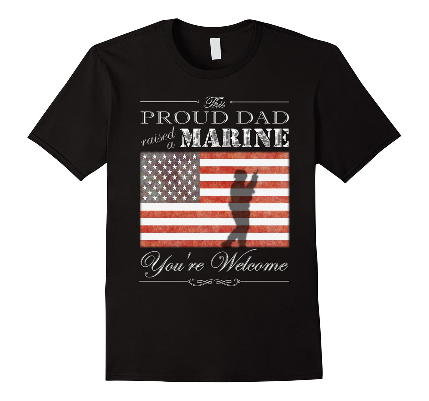Mens Proud Marine Dad Father’s Day T-Shirt American Flag
