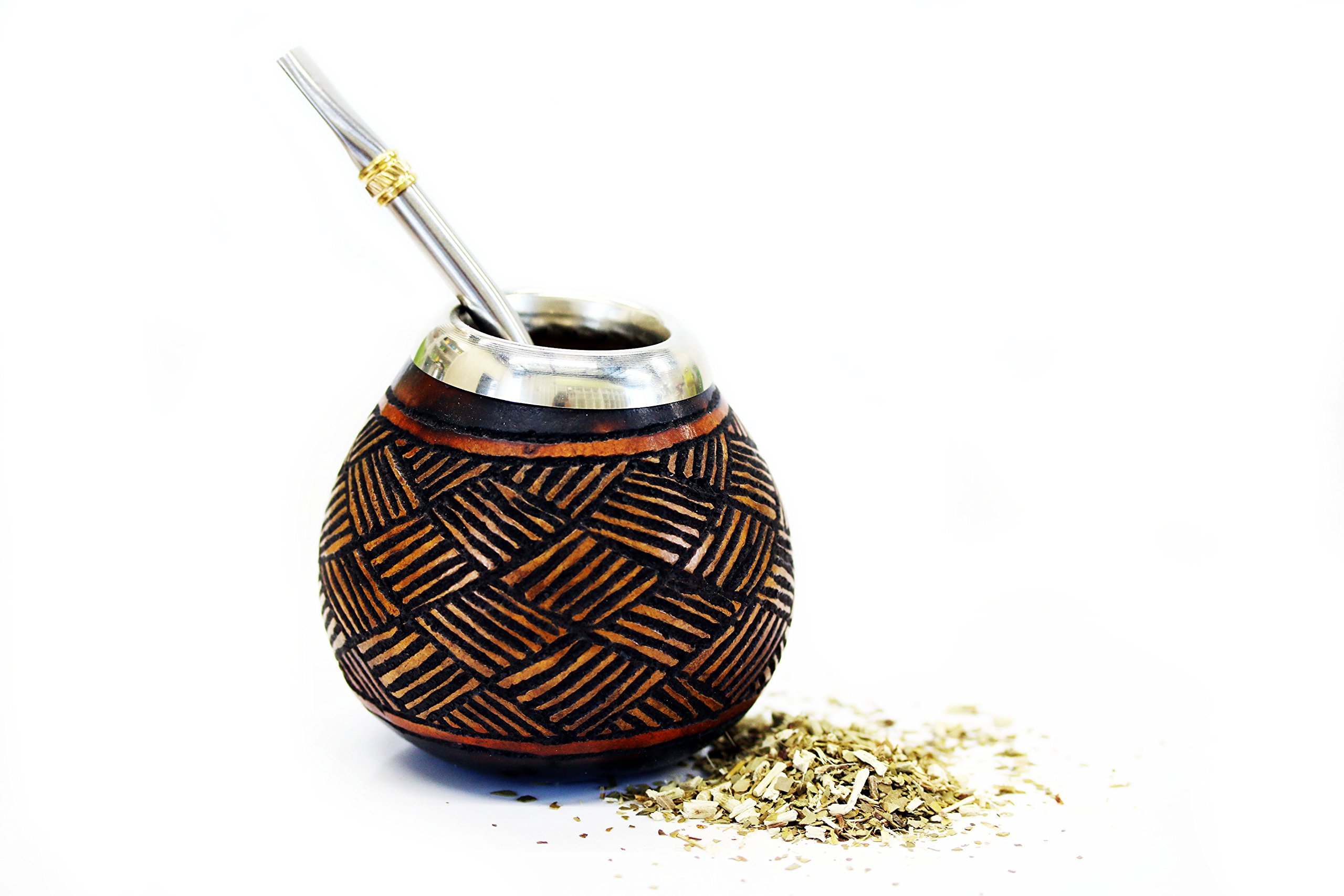 Tealyra Hand Made Carved Yerba Mate Gourd and Stainless Steel