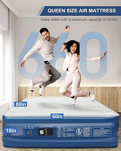 LUXCOL Air Mattress Queen with Built in Pump, Inflatable Mattress