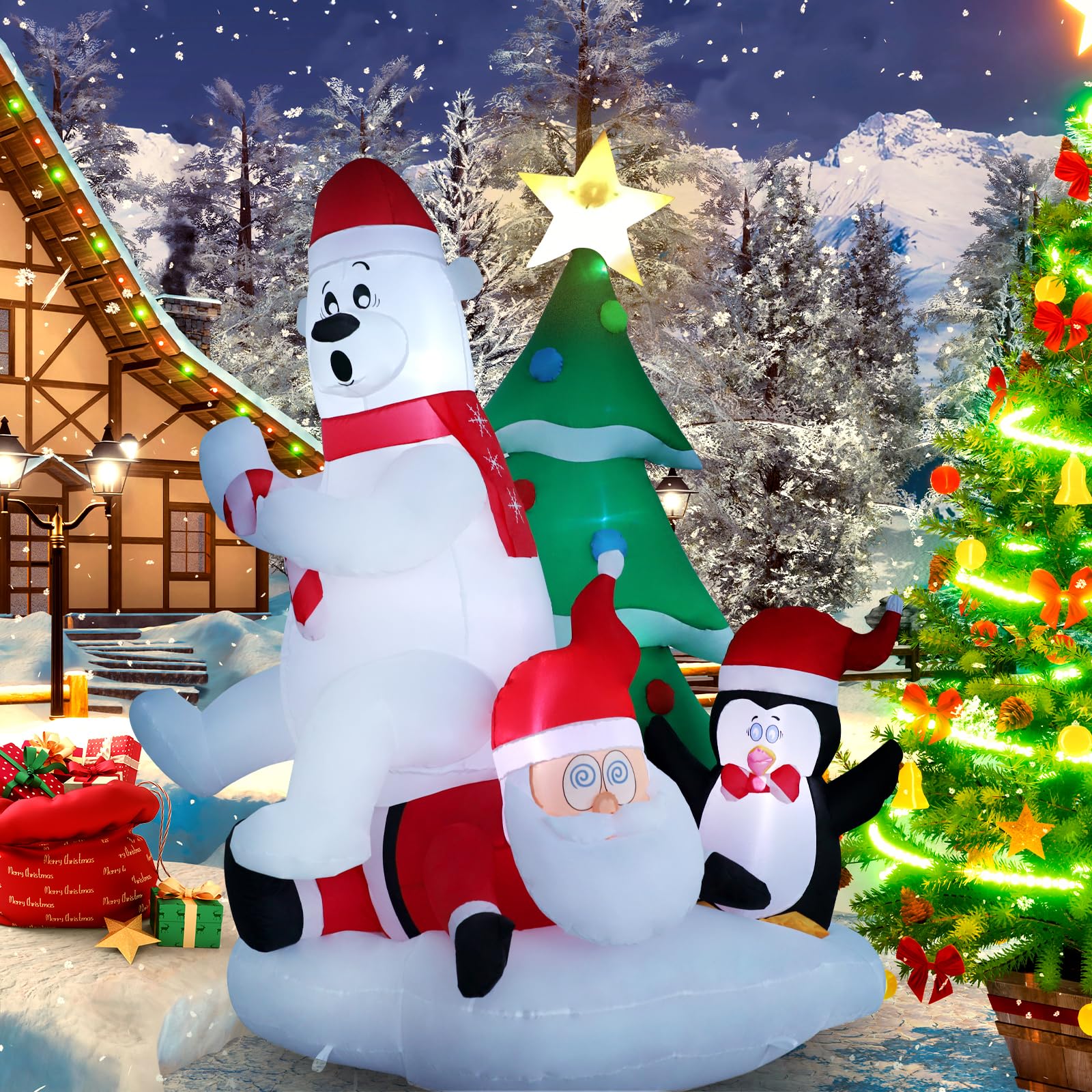 Photo 1 of HZGDEJTG 10ft Christmas Inflatable Outdoor Decorations, Snowman Arch Inflatable Yard Decorations with LED Lights for Indoor Outdoor Patio Garden Christmas Decoration