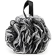 Pete & Pedro Loofah Sponge Pouf Bath & Shower Tool | Light Gentle Exfoliator & Skin Scrubber, Helps with Lather & Exfoliating Dermis | Black Mesh Body Shower Accessories | As Seen on Shark Tank