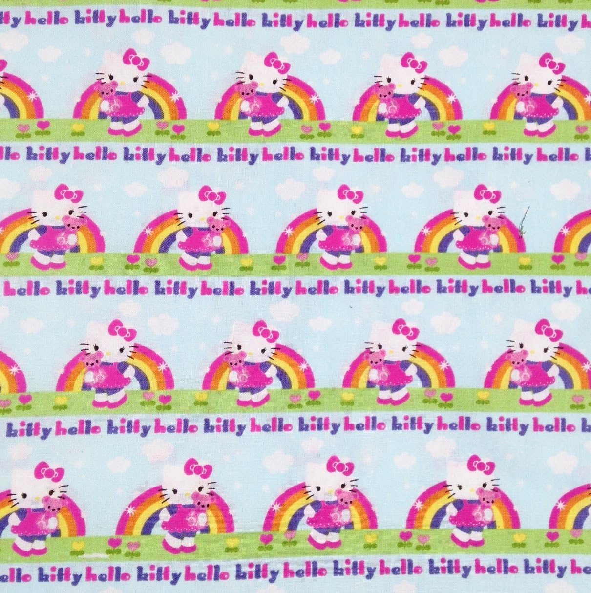 Hello Kitty Cotton or Flannel Fabric - Officially Licensed (Great for Quilting, Sewing, Craft Projects, Throw Pillows & More) (Hello Kitty Rainbow Walk, 1/2 Yard X 44" Wide)