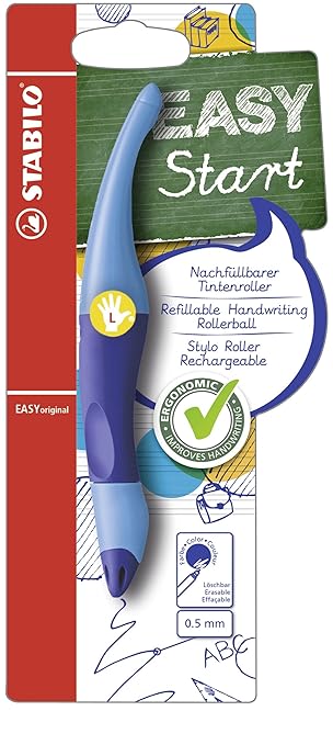 Ergonomischer Tintenroller für Linkshänder - STABILO EASYoriginal in dunkelblau/hellblau - Schreibfarbe blau (löschbar) - ink