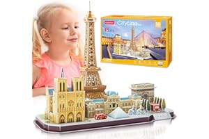 CUBICFUN 3D Puzzles for Kids Ages 8-10 12-14 Pairs Cityline Arts Crafts for Girls Ages 8-12 Architecture STEM Projects for Kids Ages 8-12, Toys Gifts for 8 Year Old Girls Eiffel Tower, Notre Dame de Paris