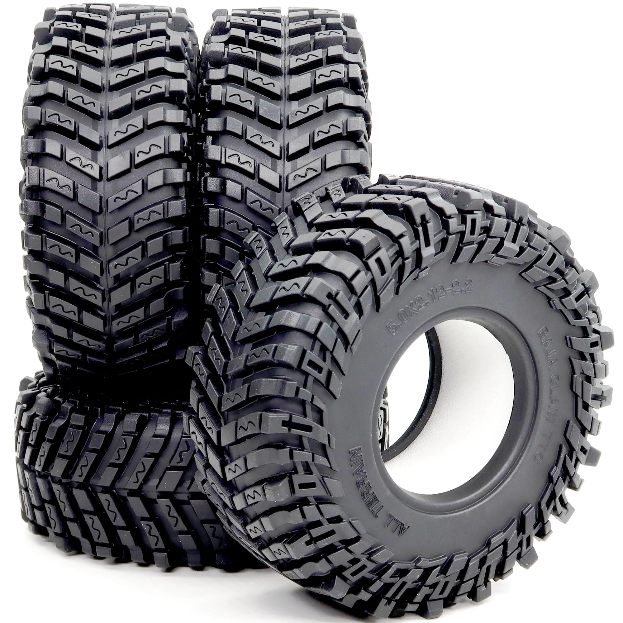 Photo 1 of HOBBYSOUL 4pcs RC 2.2 Crawler Tires Soft Sticky 127mm/5.0inch Tall 2.2 Tires Tyres for 1/10 Axial Wraith Axial Yeti/Traxxas TRX4 AMG 6x6 / redcat Everest 10