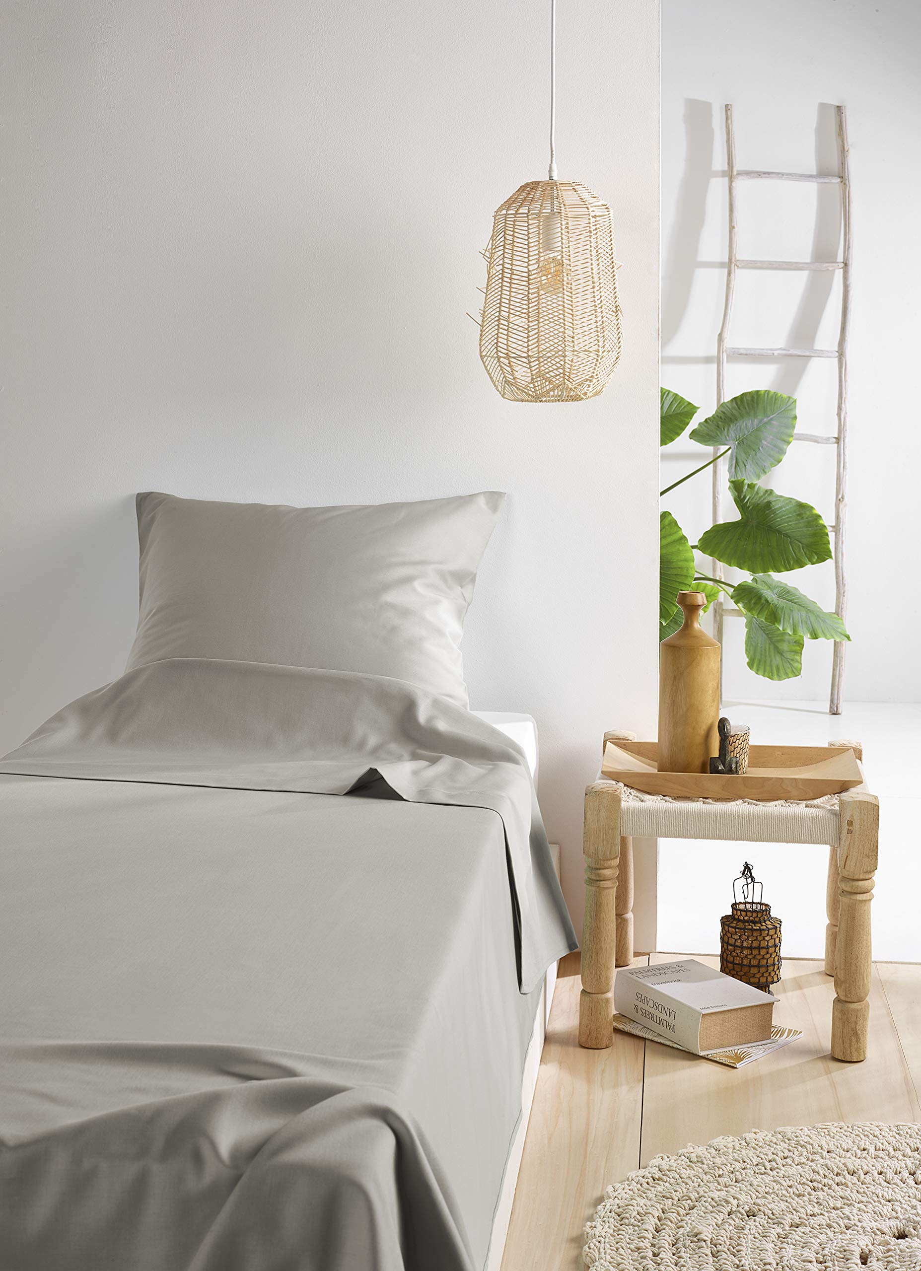 De Witte Lietaer Olivia Quality Satin Combed Cotton Duvet Cover Set, Light Grey/Dove, 280 x 280 cm + 2 Pillowcases