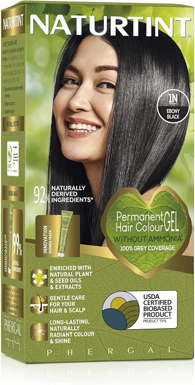 Naturtint Permanent Hair Colour 1N Ebony Black 60ml + Quinoa Mask 50ml