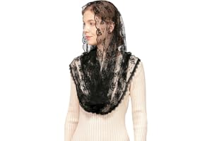 Wgior Embroidered Lace Chapel Veil Infinity Mantilla Veils Catholic Church veil Latin Mass Head Covering Scarf