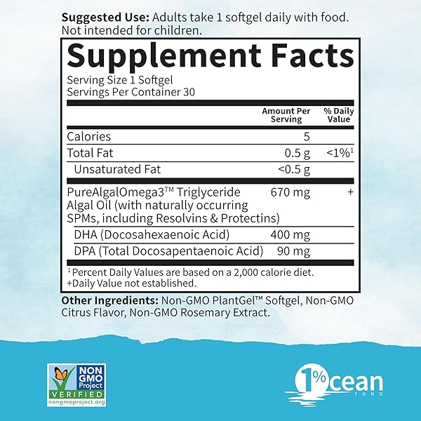 GARDEN OF LIFE DR. FORMULATED PRENATAL VEGAN DHA – CERTIFIED VEGAN OMEGA 3 SUPPLEMENT WITH 400MG DHA + DPA FROM ALGAL OMEGA 3 IN TRIGLYCERIDE FORM, NON-GMO ALGAE OMEGA 3 FOR VEGANS, 30 SOFTGELS