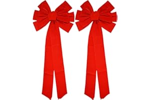 REGENT Black Duck Brand Set of 2 Red Velvet Bows 26" Long 10" Wide 10 Loop Holiday/Christmas Bows!