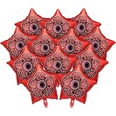 Vertintong 12 Pcs Mystery Theme Party Decoration Red Flower Foil Balloons | 18" Halloween Mystery Star Foil Balloon for Fantasy Birthday Anniversary Halloween Party Decorations Garland Arch Supplies