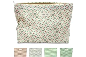 STARDW Flower Cosmetic Bags Makeup Bags for Women,Travel Makeup Bag Large Capacity Canvas Makeup Bag,Makeup Organizer Bag Zipper Pouch (Pink Floral)