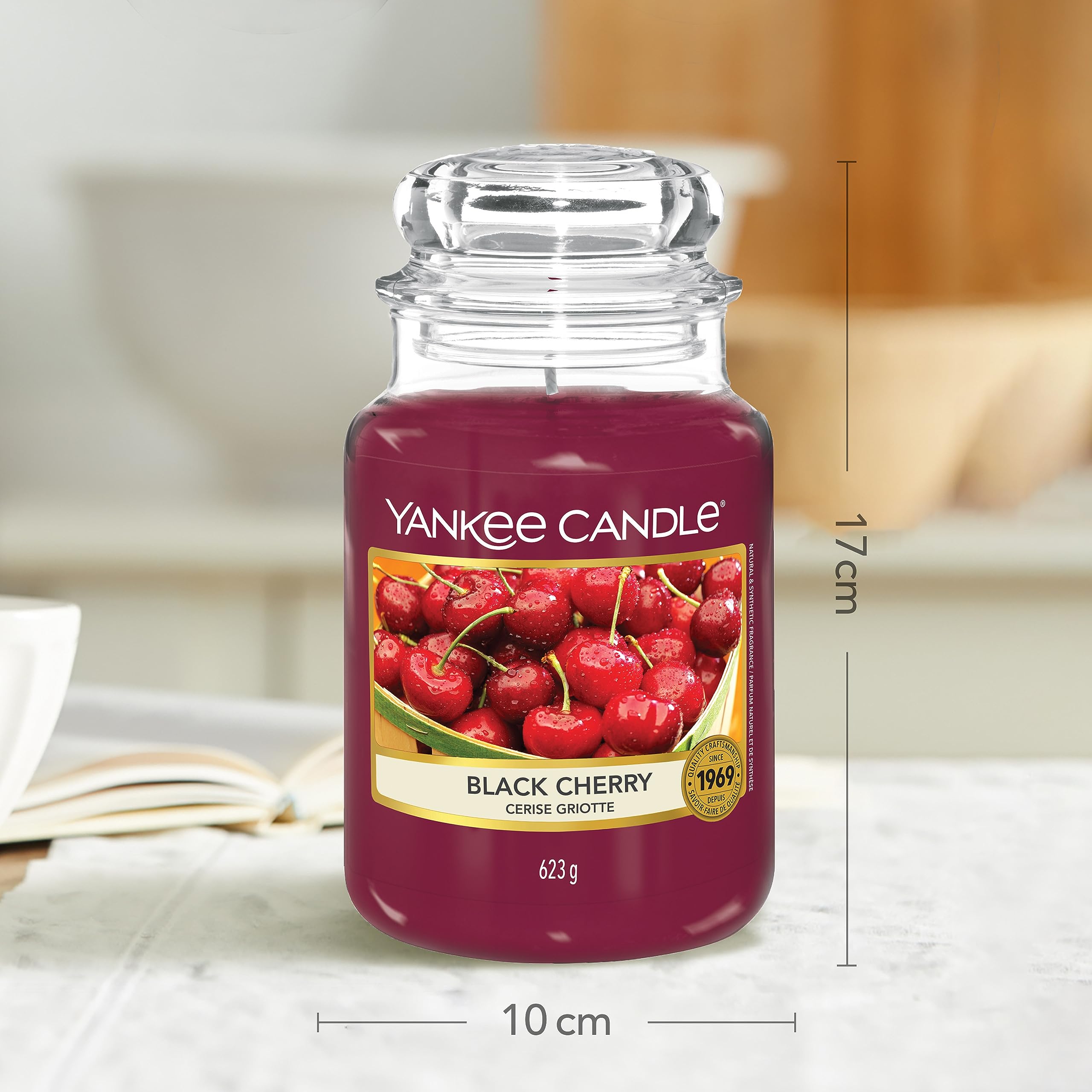 Yankee Candle Scented Candle | Black Cherry Large Jar | Long Burning Candles: up to 150 Hours | Perfect Mothers Day and Easter Gifts for Women