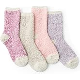 Snuggle Sac Warm Fuzzy Socks Christmas Socks for Women Super Soft Cozy Winter Slipper Socks Set Birthday Gifts For Her 4Pairs
