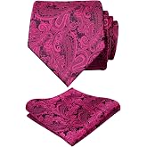 Alizeal Mens Paisley Floral Necktie Set Handkerchief | Woven Design Perfect for Weddings Banquets Business Formal Events