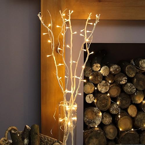 Pre Lit 40cm White Christmas Twig with 16 White LED Lights Amazon.co