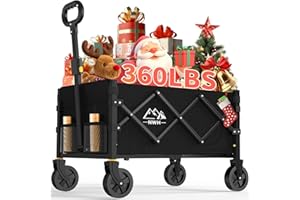 NWH Collapsible Wagon Cart with Wheels Foldable, 360lbs Large Capacity Portable Folding Utility Heavy Duty Beach Wagons Cart with All-Terrain Wheels for Shopping, Camping, Sports, Garden
