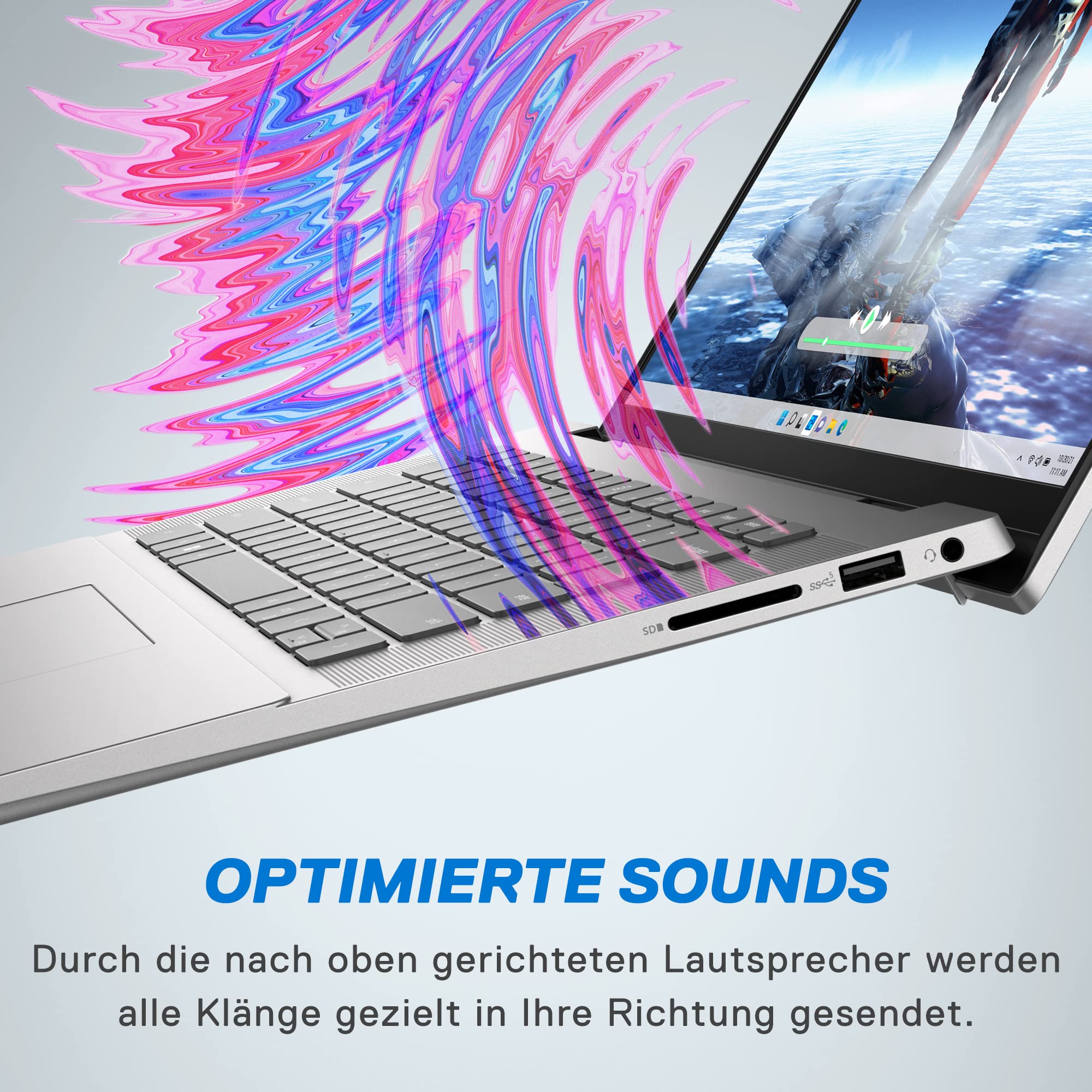 Dell Inspiron 16 5635 Laptop, 16 Inch 16:10 FHD+ Display, AMD Ryzen 5 7530U, 16 GB RAM, 512 GB SSD, AMD Radeon Graphics, Windows 11 Home Plus, Fingerprint Reader, QWERTZ Keyboard, Silver